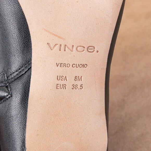 Vince Women Floris Black Leather Pointy toe Heel Dress Knee Boots 8US EUR 38.5 - Picture 9 of 10